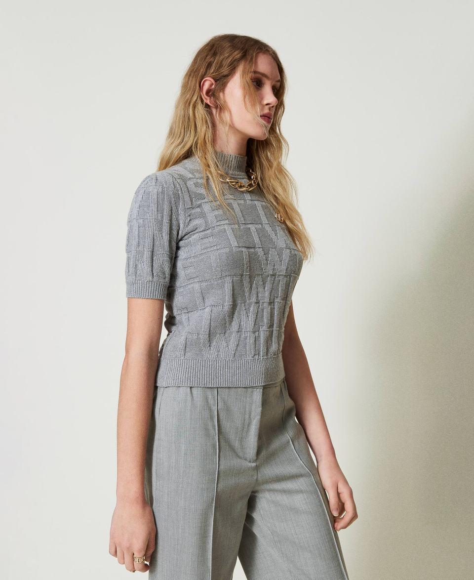 Twin Set Maglia in cotone e cashmere con logo Outlet