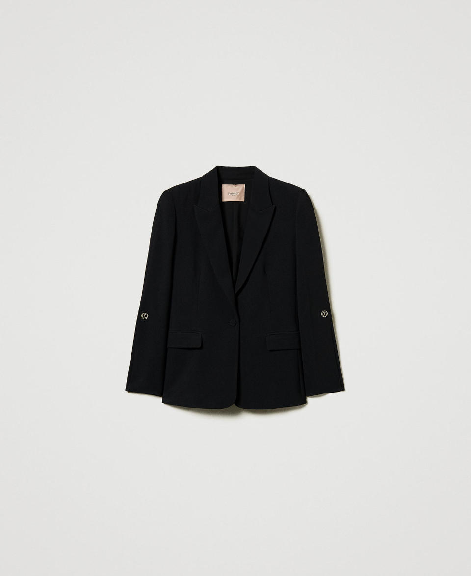 Twin Set Giacca blazer in crêpe cady con gemelli Saldi Di Fabbrica