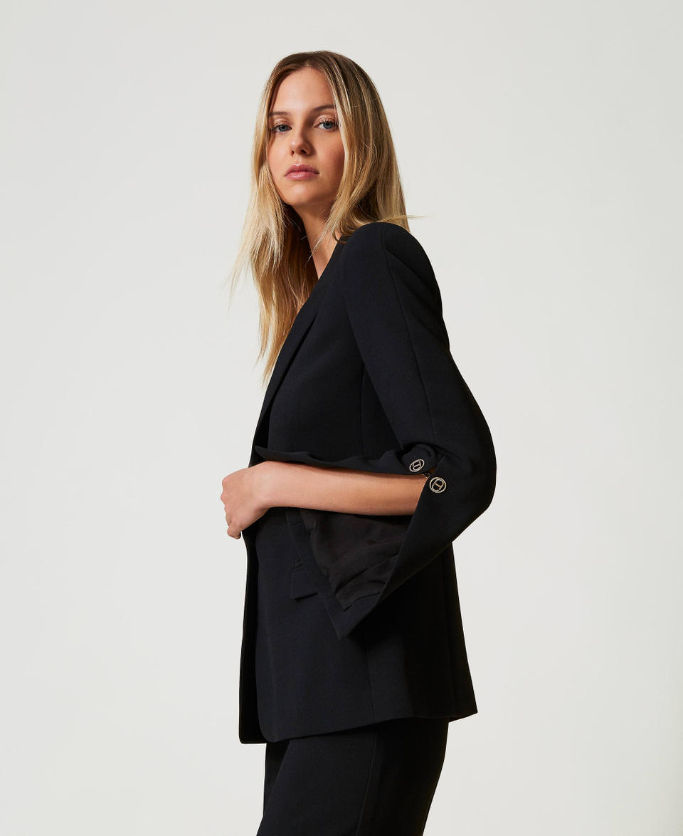 Twin Set Giacca blazer in crêpe cady con gemelli Saldi Di Fabbrica