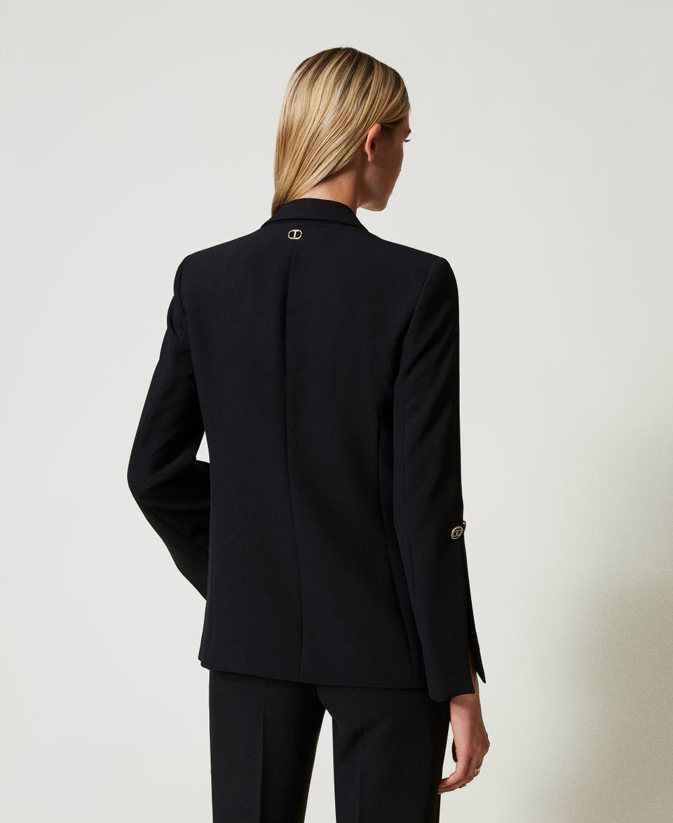 Twin Set Giacca blazer in crêpe cady con gemelli Saldi Di Fabbrica