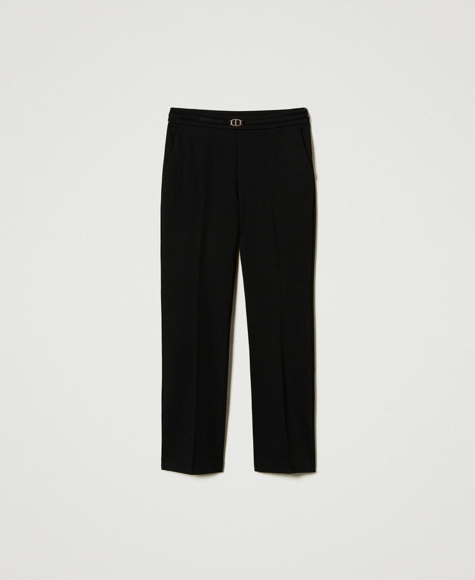 Twin Set Pantaloni con cinturino Oval T e piega Moda