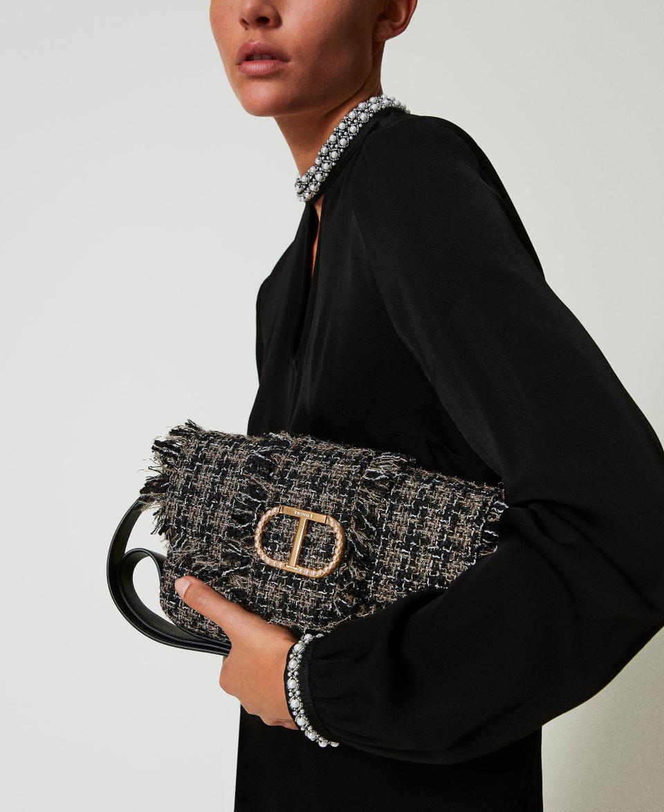 Twin Set Borsa a tracolla 'Amie' media in tweed Offerta