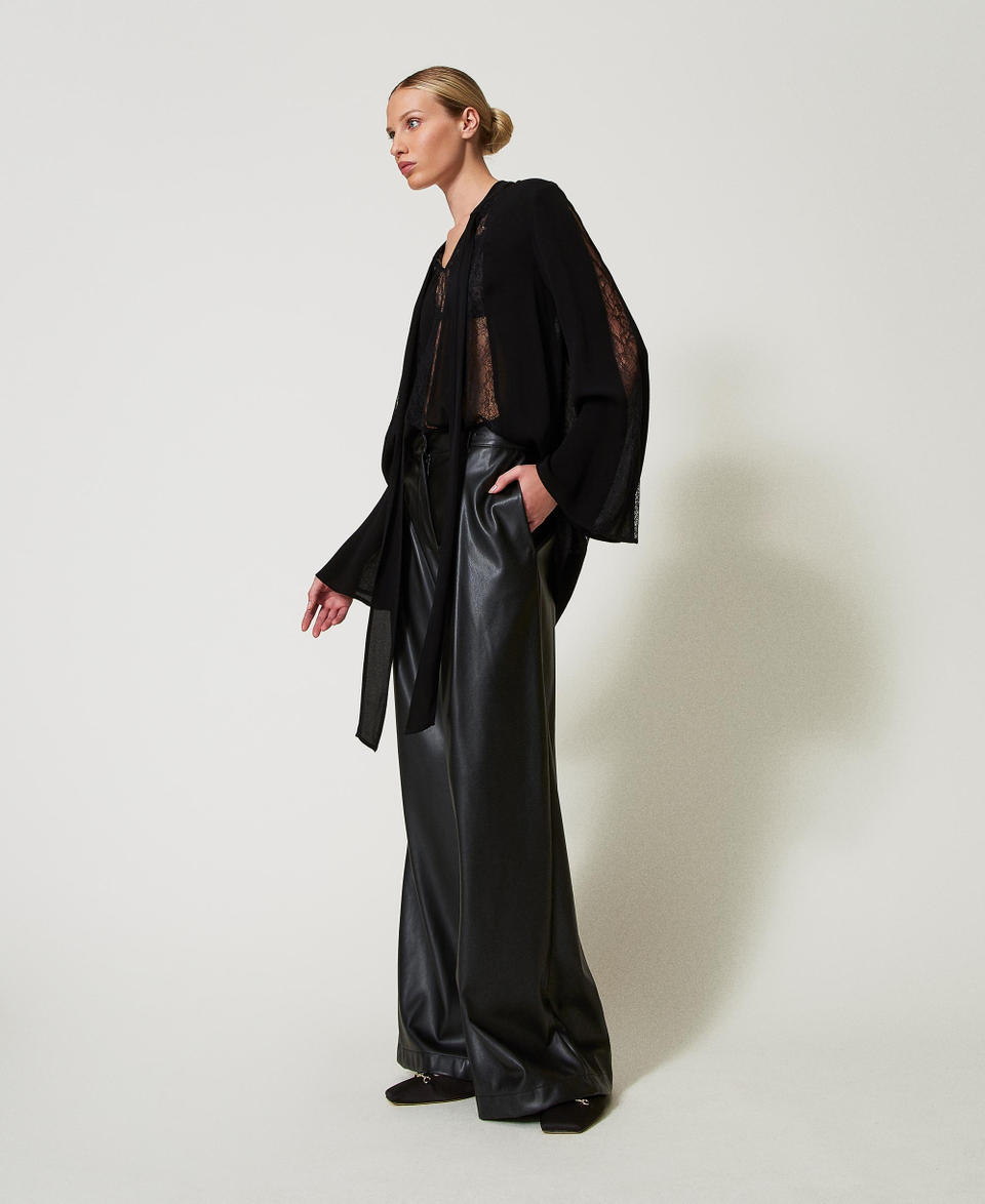 Twin Set Pantaloni wide leg effetto pelle Italia