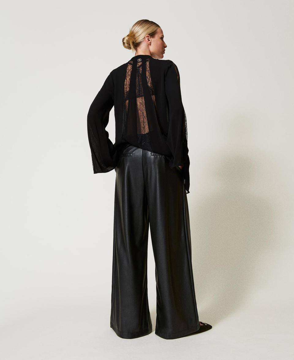 Twin Set Pantaloni wide leg effetto pelle Italia