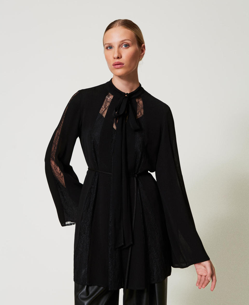 Twin Set Tunica in crêpe con pizzo 2025
