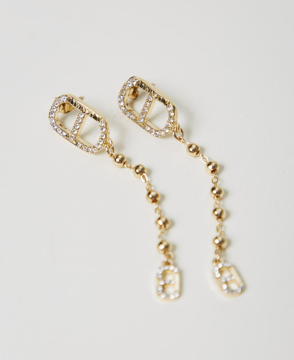 Twin Set Orecchini pendenti con strass e Oval T Pezzi Unici