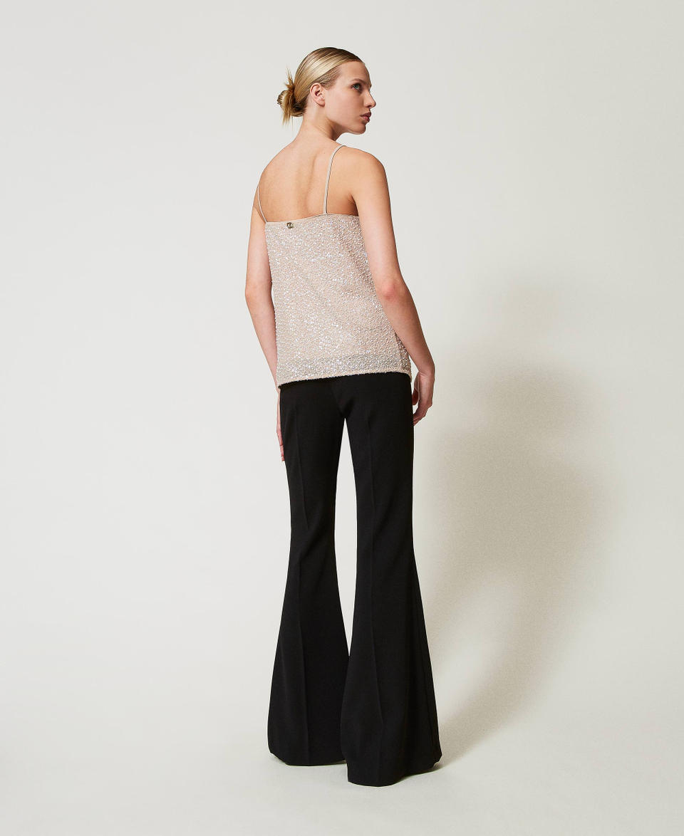 Twin Set Pantaloni flare in crêpe fluido Acquista Ora