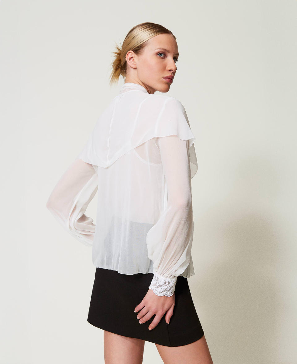 Twin Set Blusa in georgette con balze e pizzo Promozione Limitata