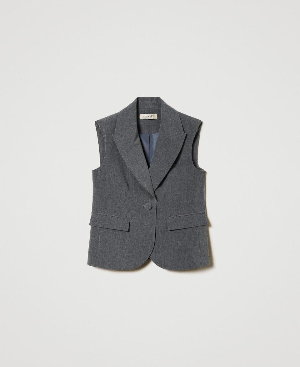 Twin Set Gilet monopetto in flanella Prezzo Ridotto