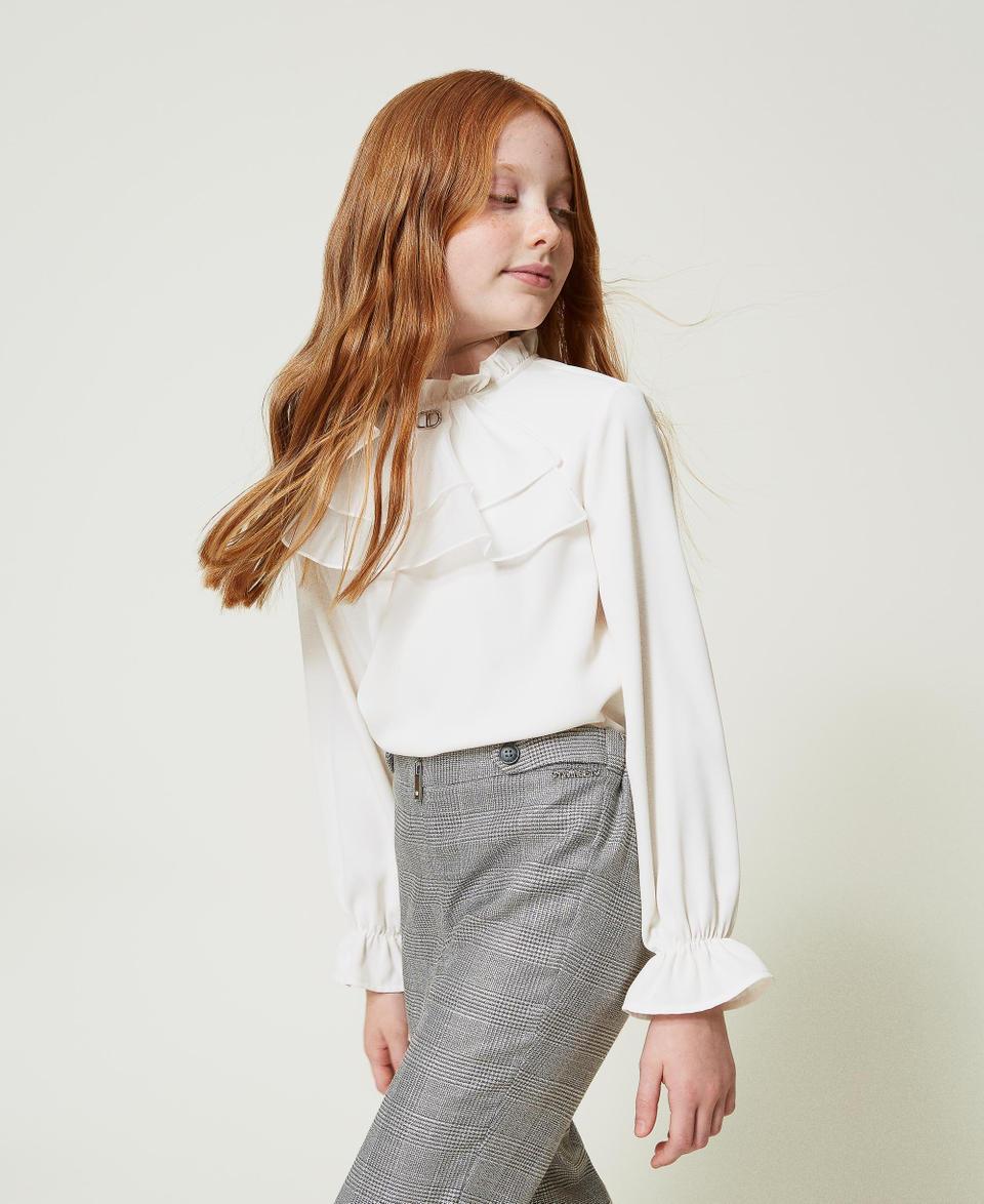 Twin Set Blusa in crêpe de Chine con jabot Offerta