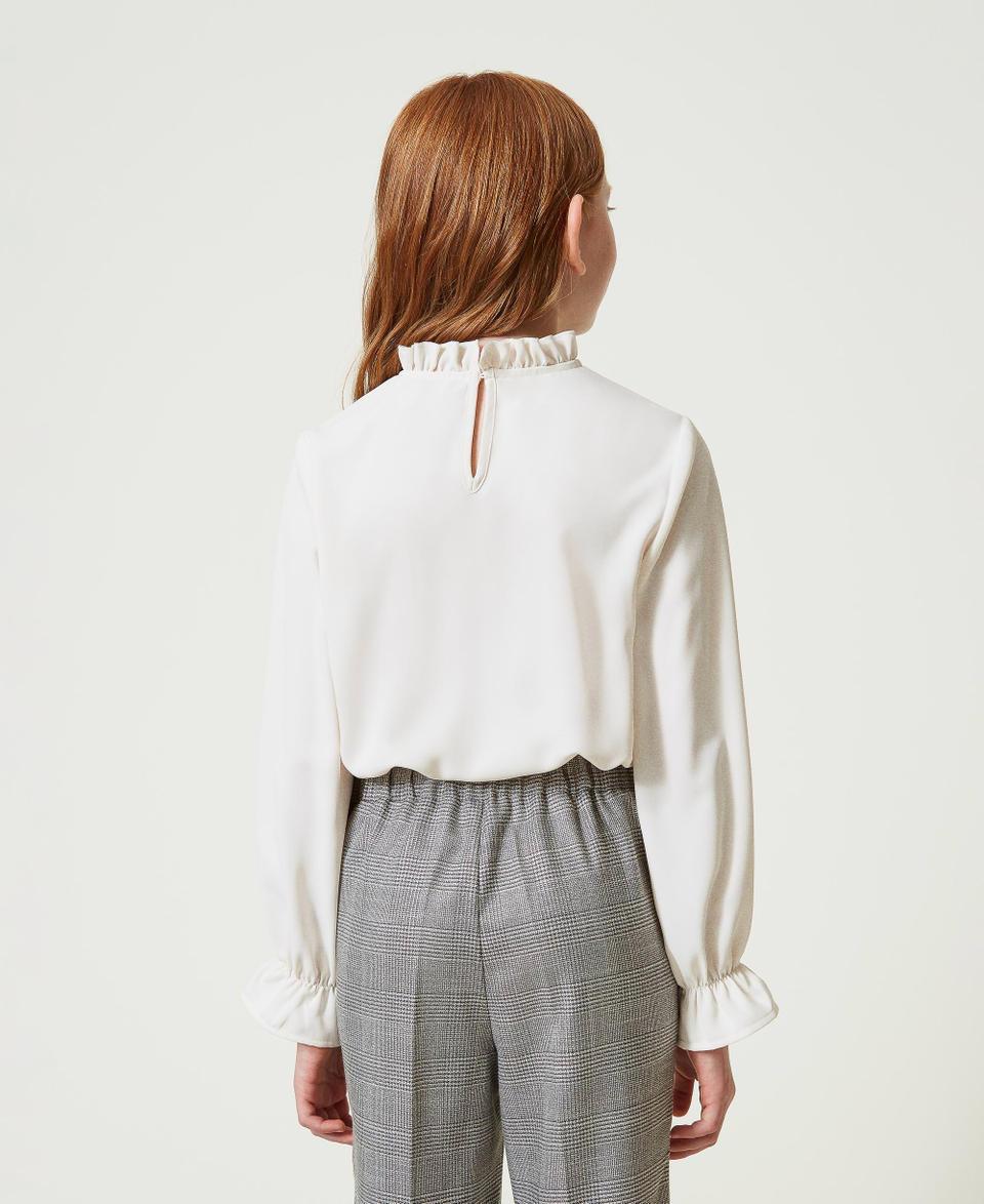 Twin Set Blusa in crêpe de Chine con jabot Offerta