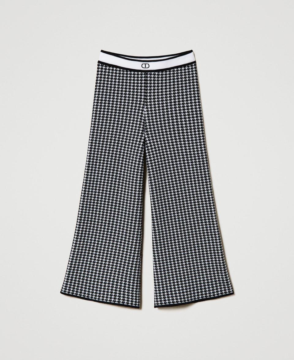 Twin Set Pantaloni in maglia jacquard pied de poule Economico