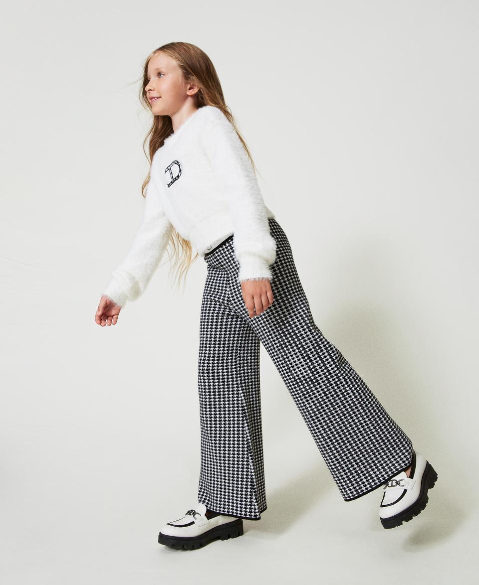Twin Set Pantaloni in maglia jacquard pied de poule Economico