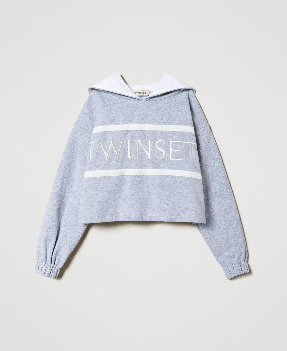 Twin Set Felpa cropped con logo ricamato Outlet