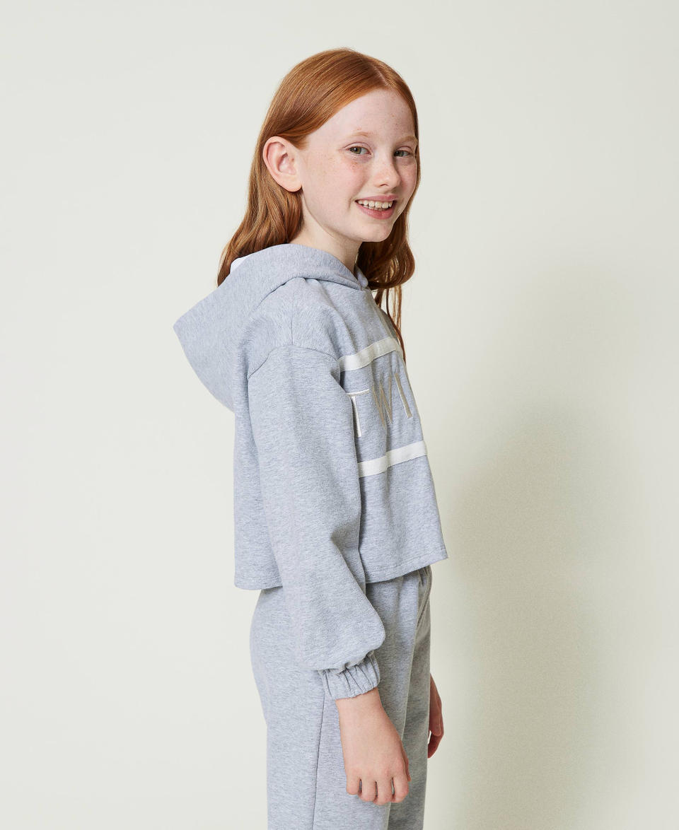 Twin Set Felpa cropped con logo ricamato Outlet
