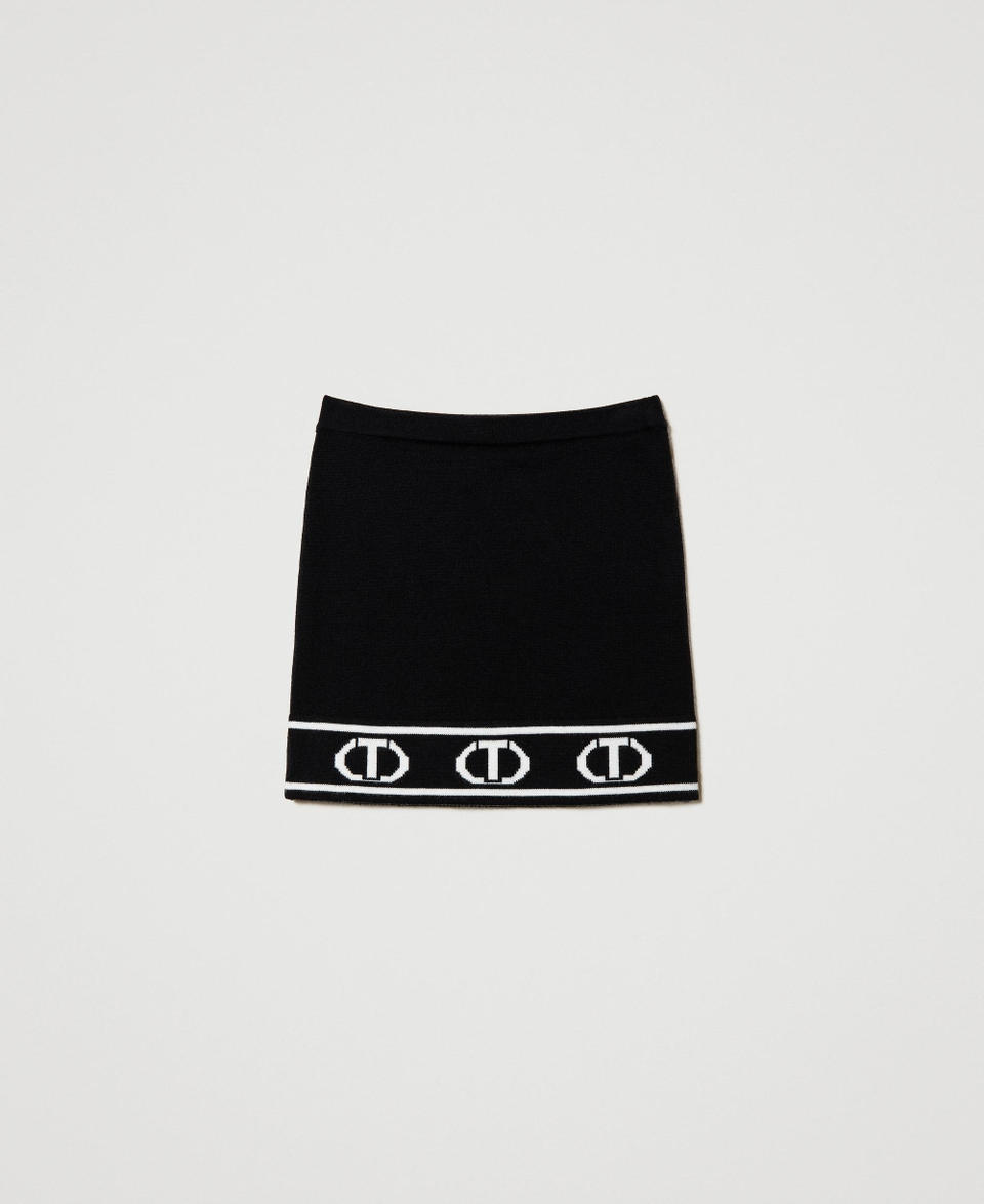 Twin Set Gonna corta in maglia con Oval T jacquard Prezzo Ridotto