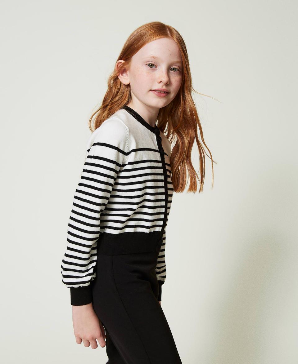 Twin Set Cardigan a righe con logo jacquard Vendita Calda