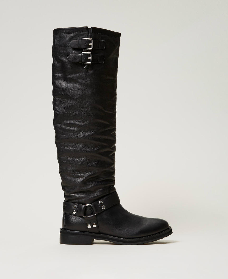 Twin Set Stivali alti 'Darcy' in pelle con cinturini In Linea