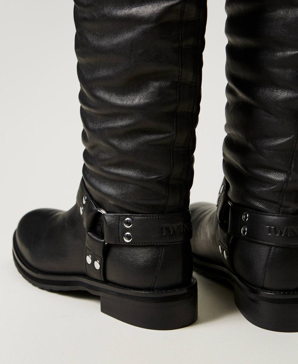 Twin Set Stivali alti 'Darcy' in pelle con cinturini In Linea