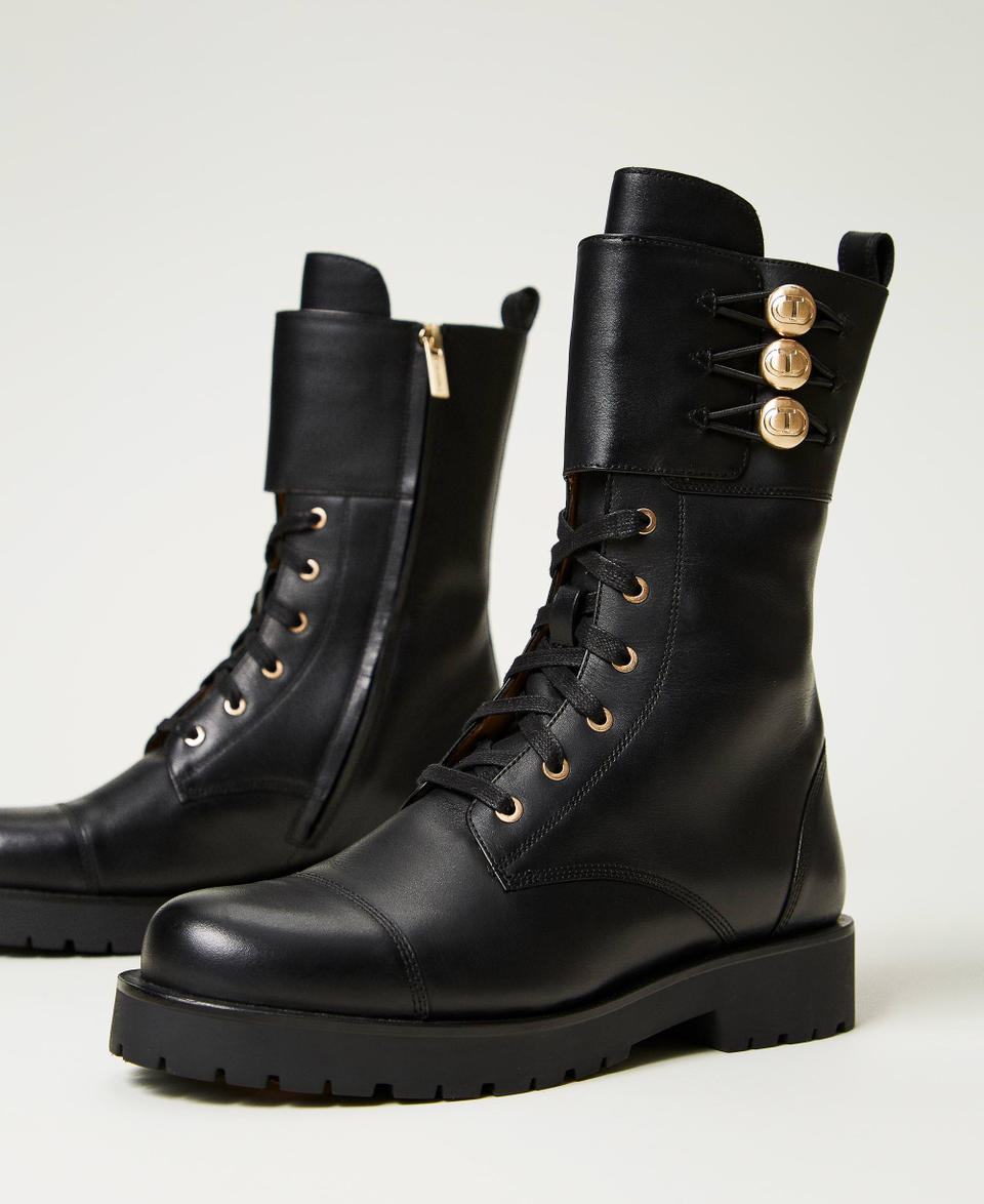 Twin Set Anfibi in pelle con bottoni Promozione