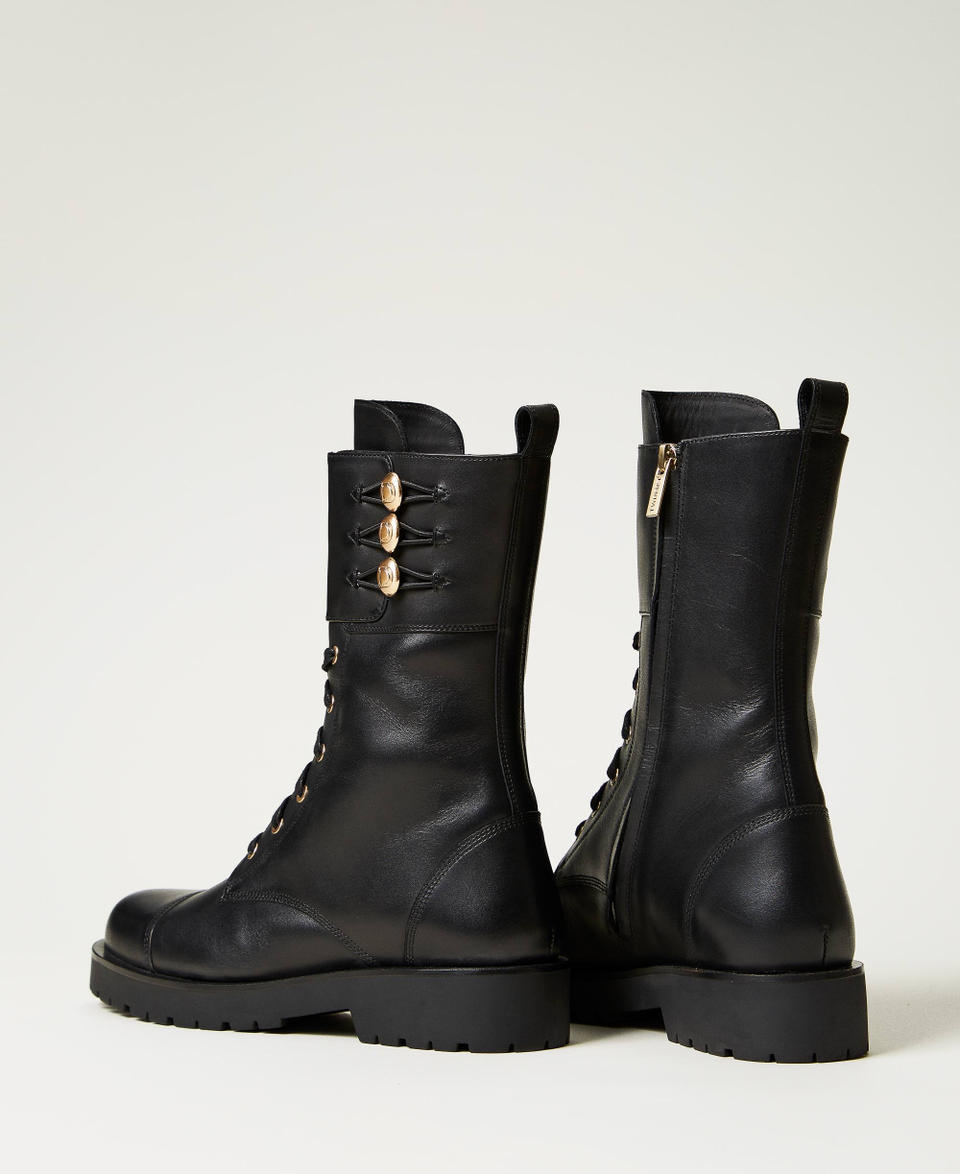 Twin Set Anfibi in pelle con bottoni Promozione