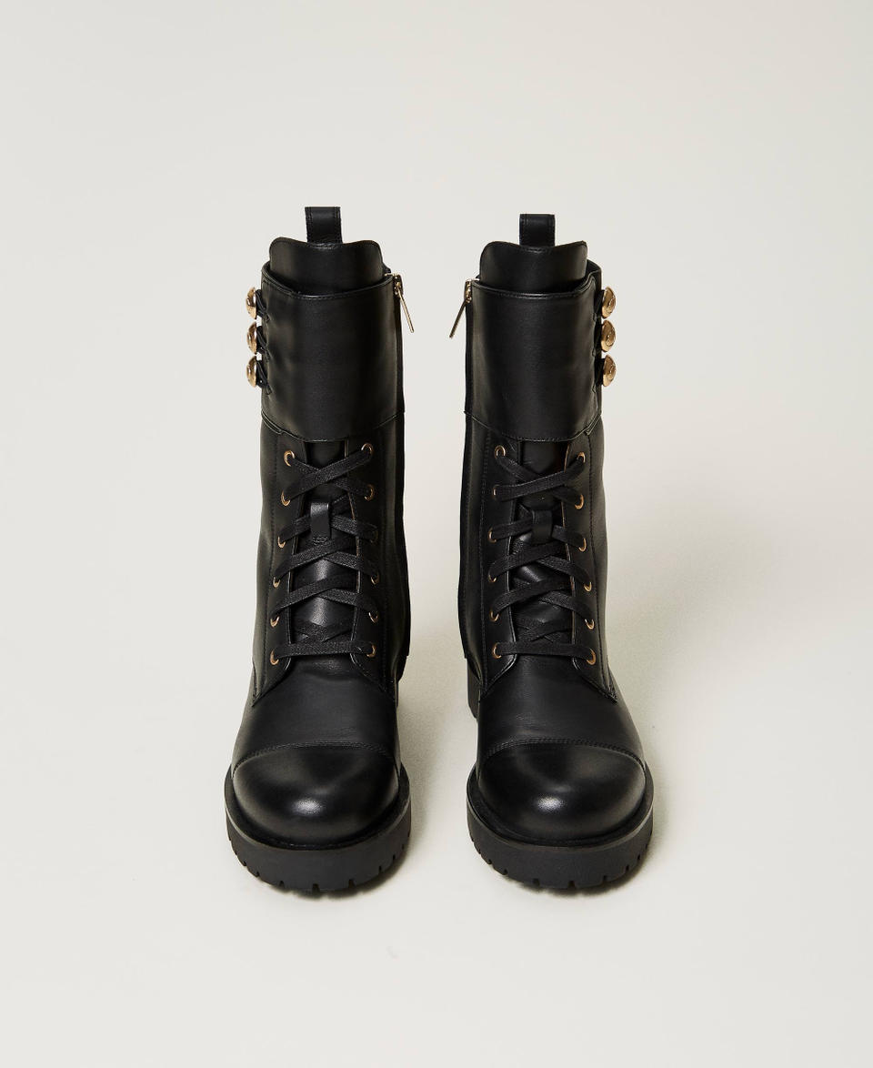 Twin Set Anfibi in pelle con bottoni Promozione
