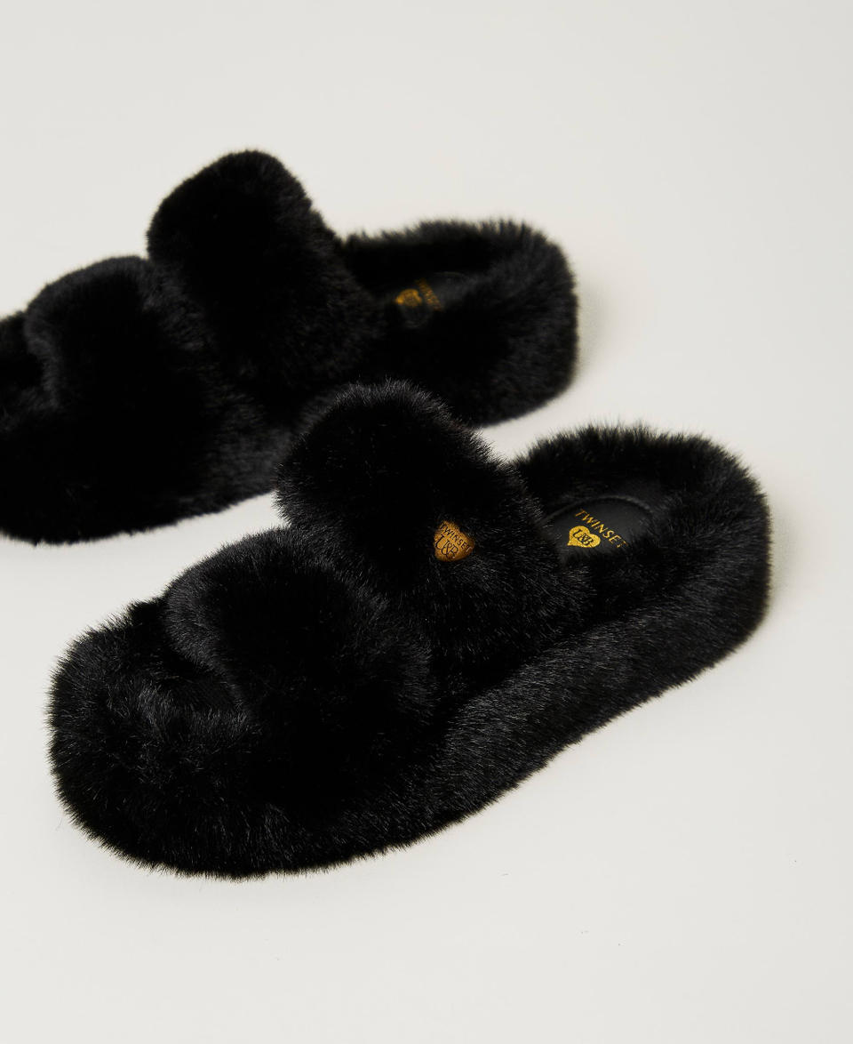 Twin Set Sandali slide in faux fur Shopping Online