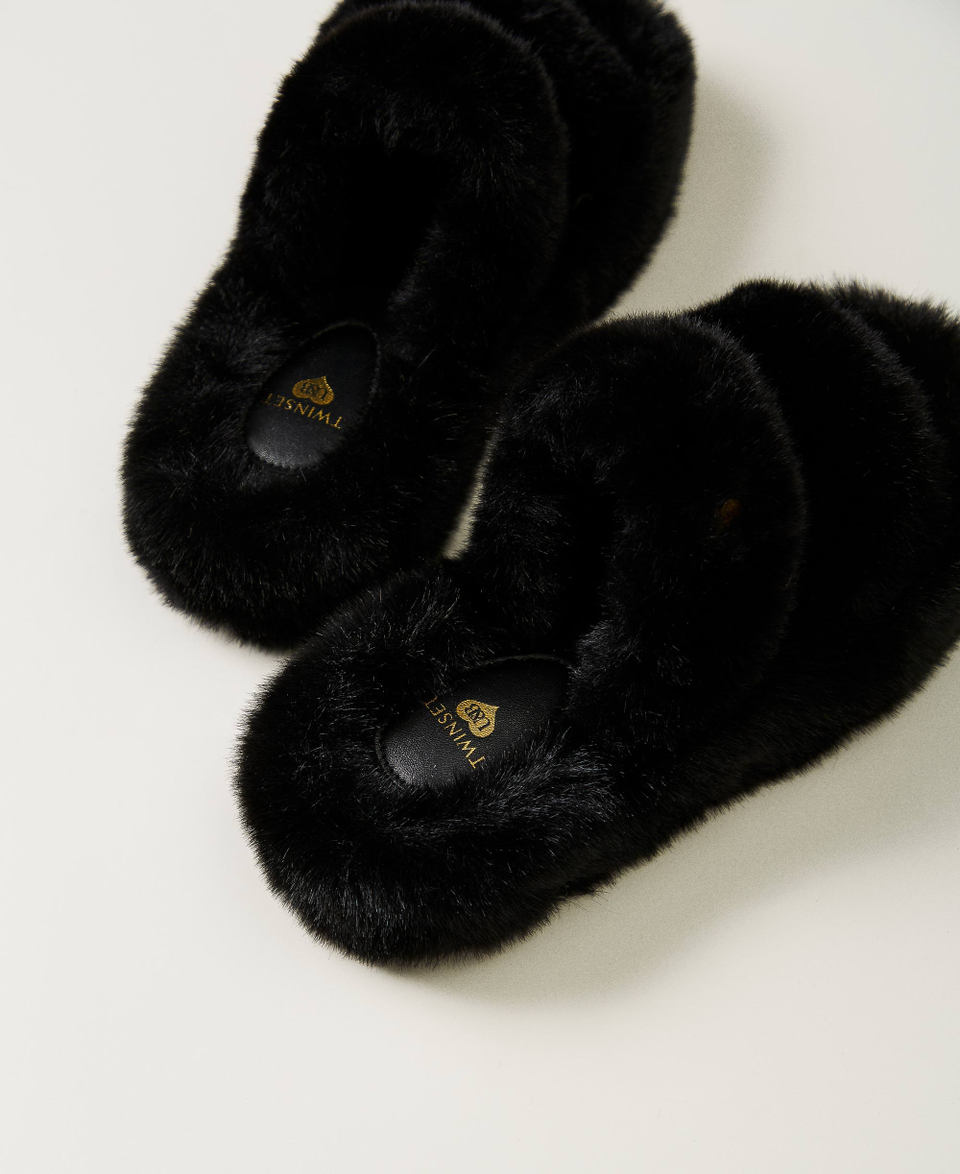 Twin Set Sandali slide in faux fur Shopping Online
