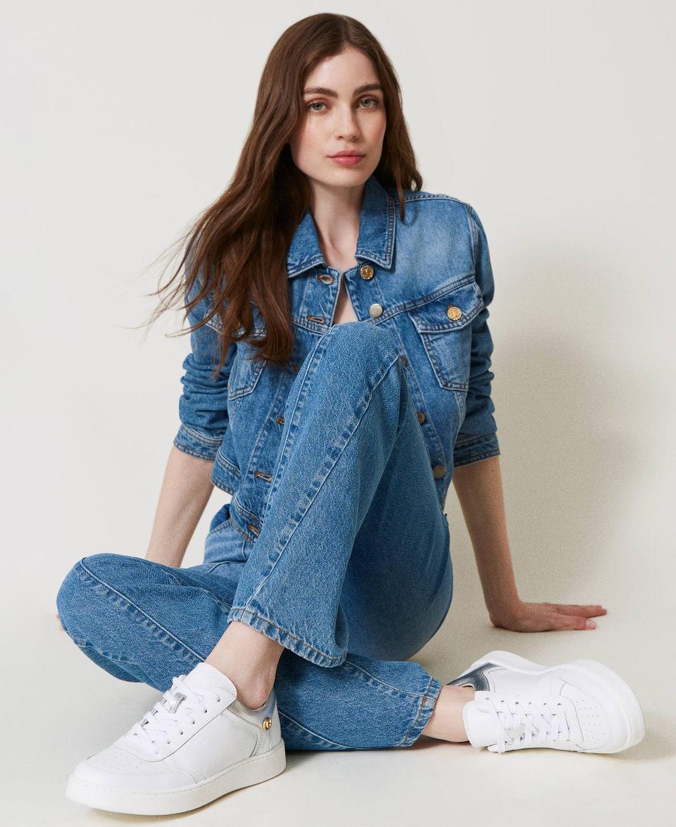 Twin Set Sneakers in pelle con inserti laminati In Linea