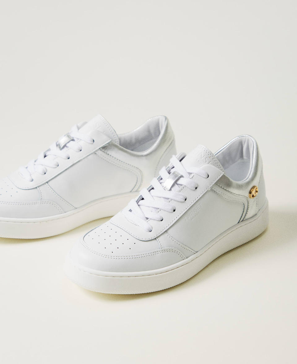 Twin Set Sneakers in pelle con inserti laminati In Linea