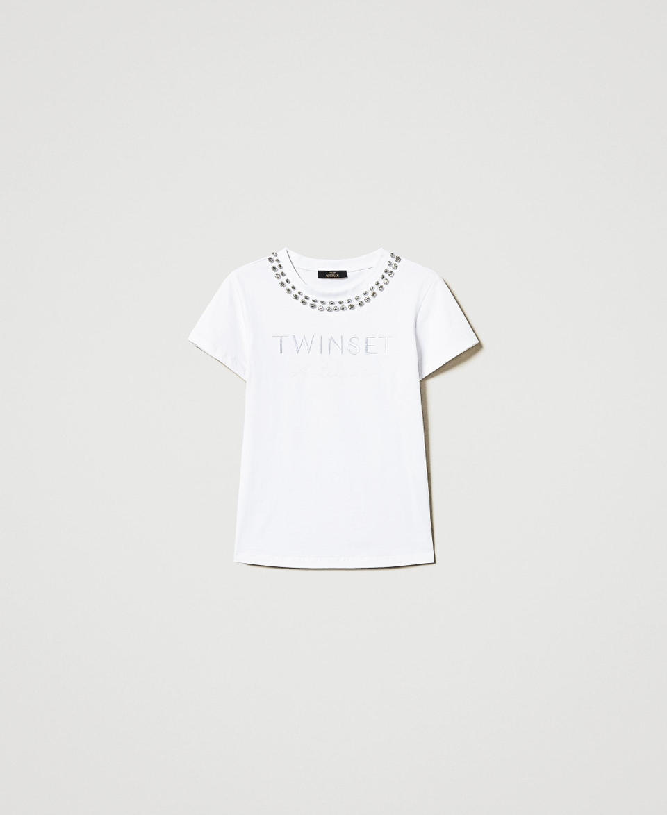 Twin Set T-shirt con ricamo a mano e logo Vendita