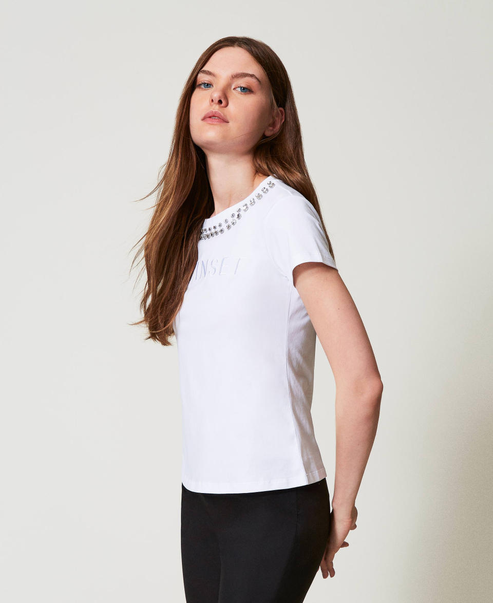 Twin Set T-shirt con ricamo a mano e logo Vendita