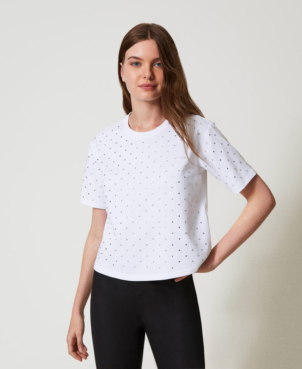 Twin Set T-shirt boxy con strass Promozione