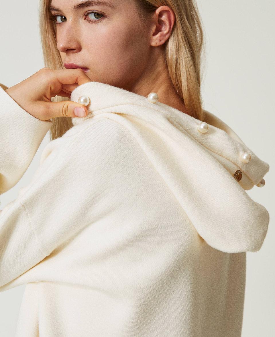 Twin Set Maglia con cappuccio e perle Spedizione Gratuita