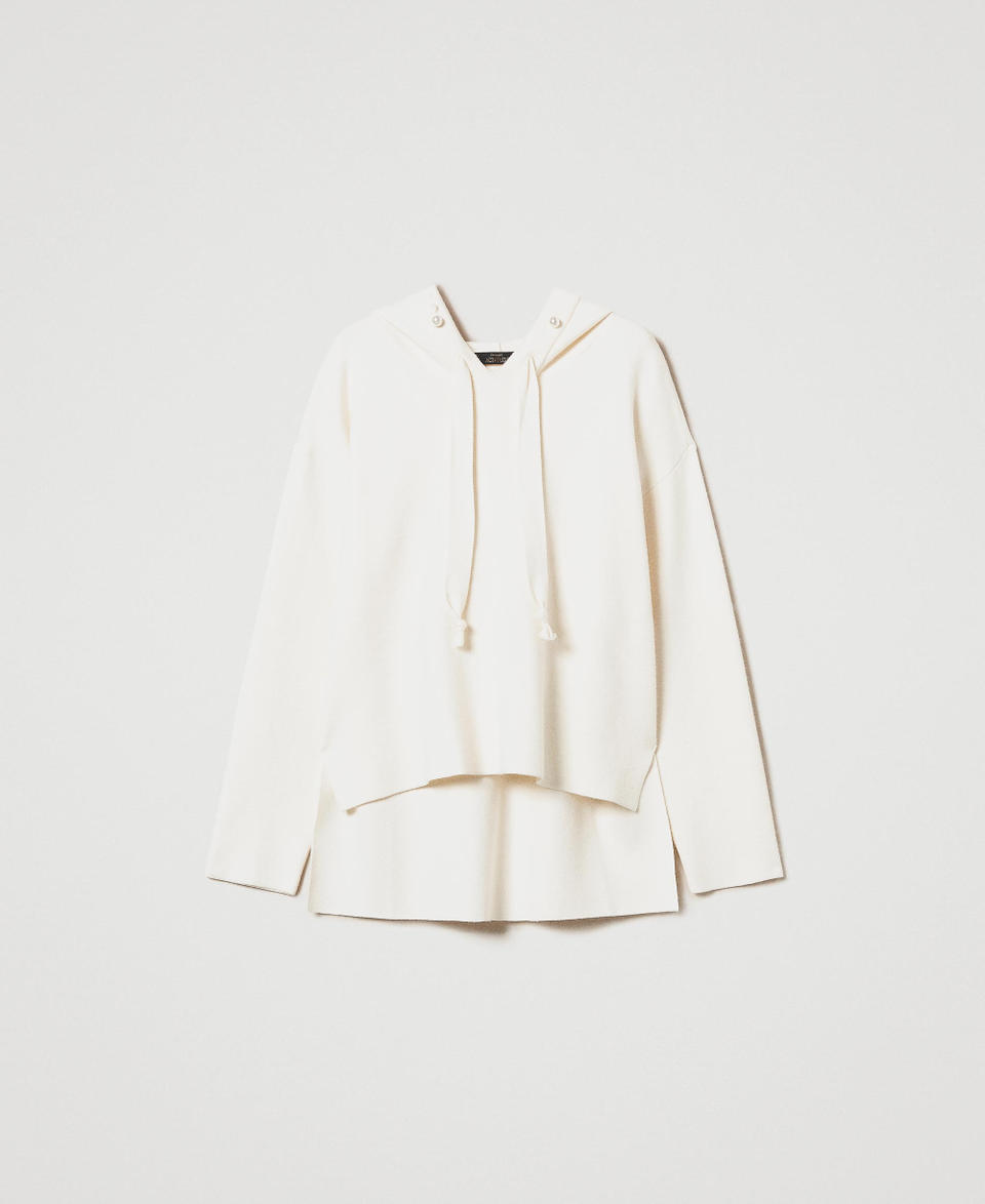 Twin Set Maglia con cappuccio e perle Spedizione Gratuita