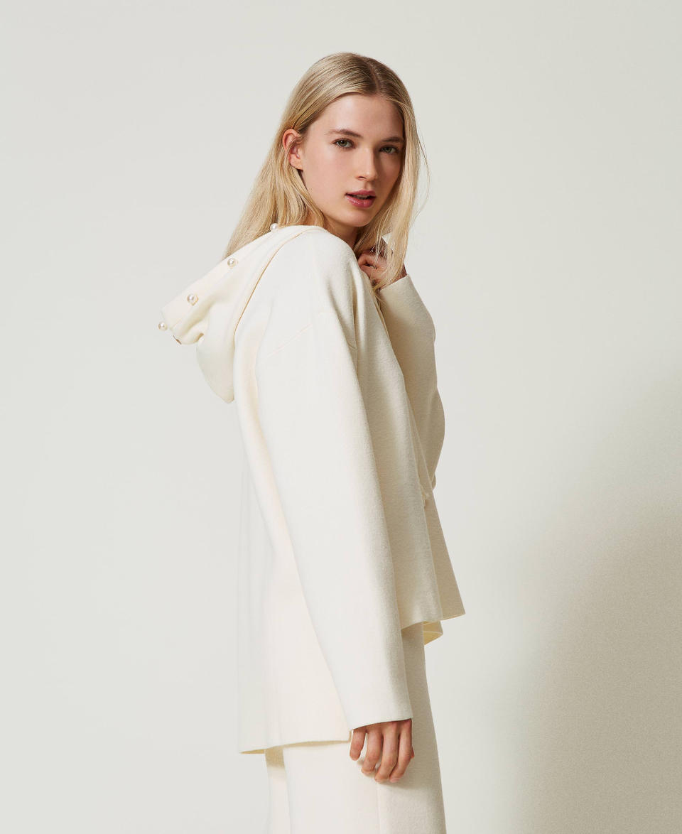Twin Set Maglia con cappuccio e perle Spedizione Gratuita
