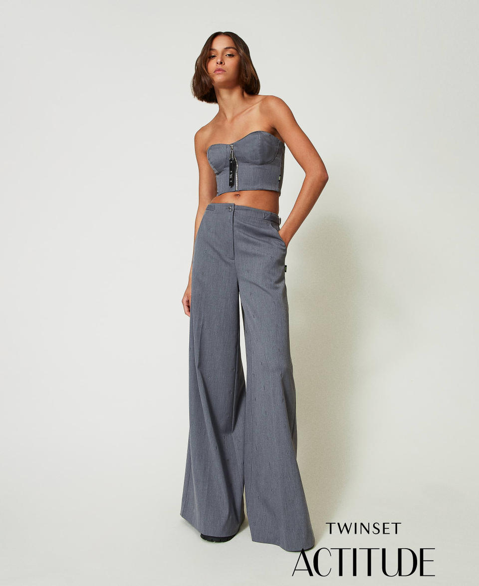 Twin Set Pantaloni a palazzo MYFO con ricamo Acquista Ora
