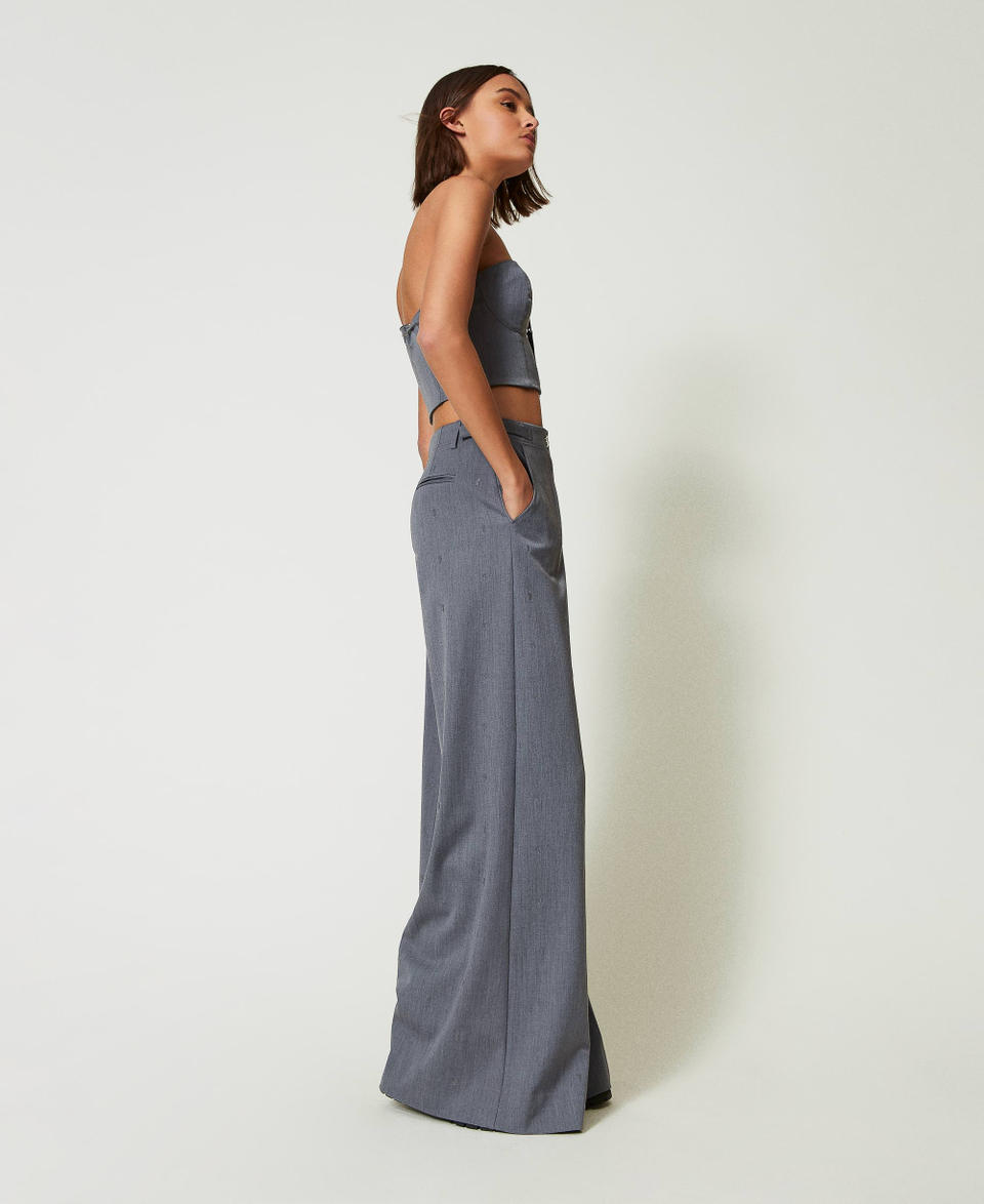 Twin Set Pantaloni a palazzo MYFO con ricamo Acquista Ora