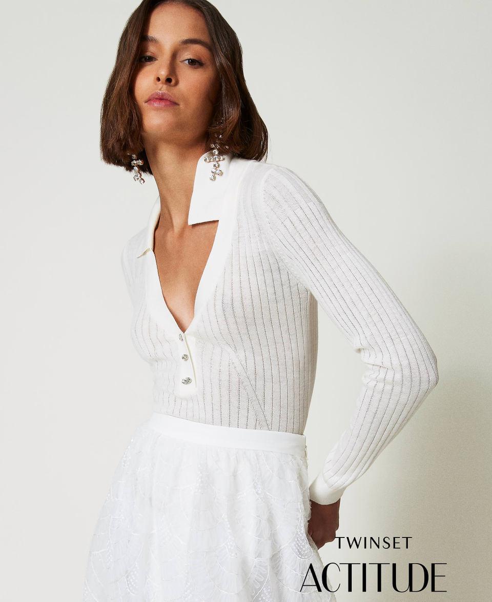 Twin Set Maglia a coste con ricamo Consegna Veloce