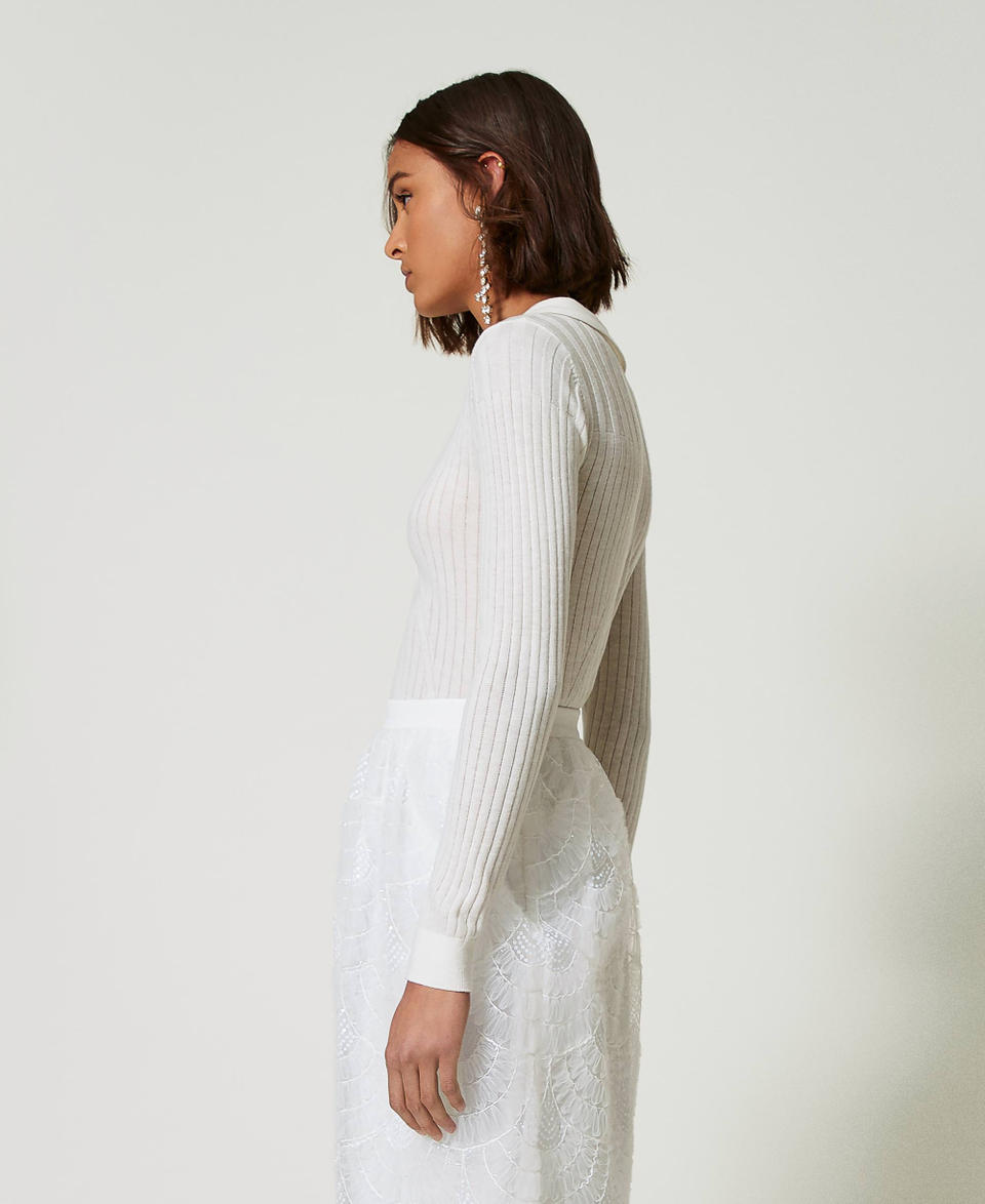 Twin Set Maglia a coste con ricamo Consegna Veloce