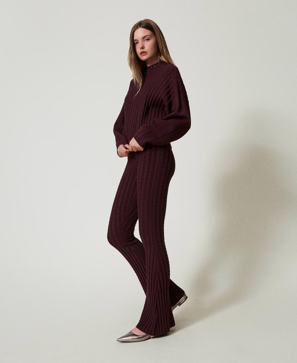 Twin Set Pantaloni flare in maglia a trecce Fino Al -60%