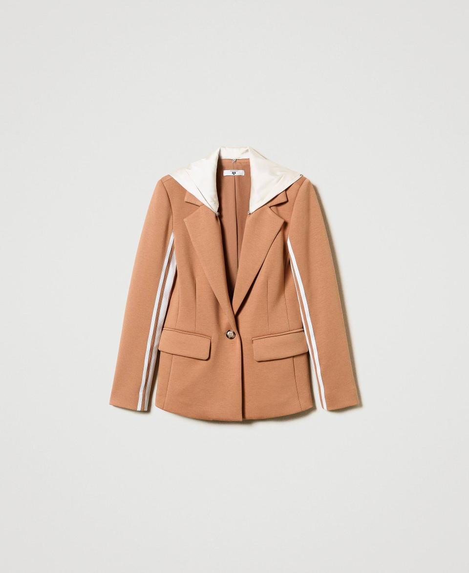 Twin Set Giacca blazer in tessuto scuba con cappuccio Sconto