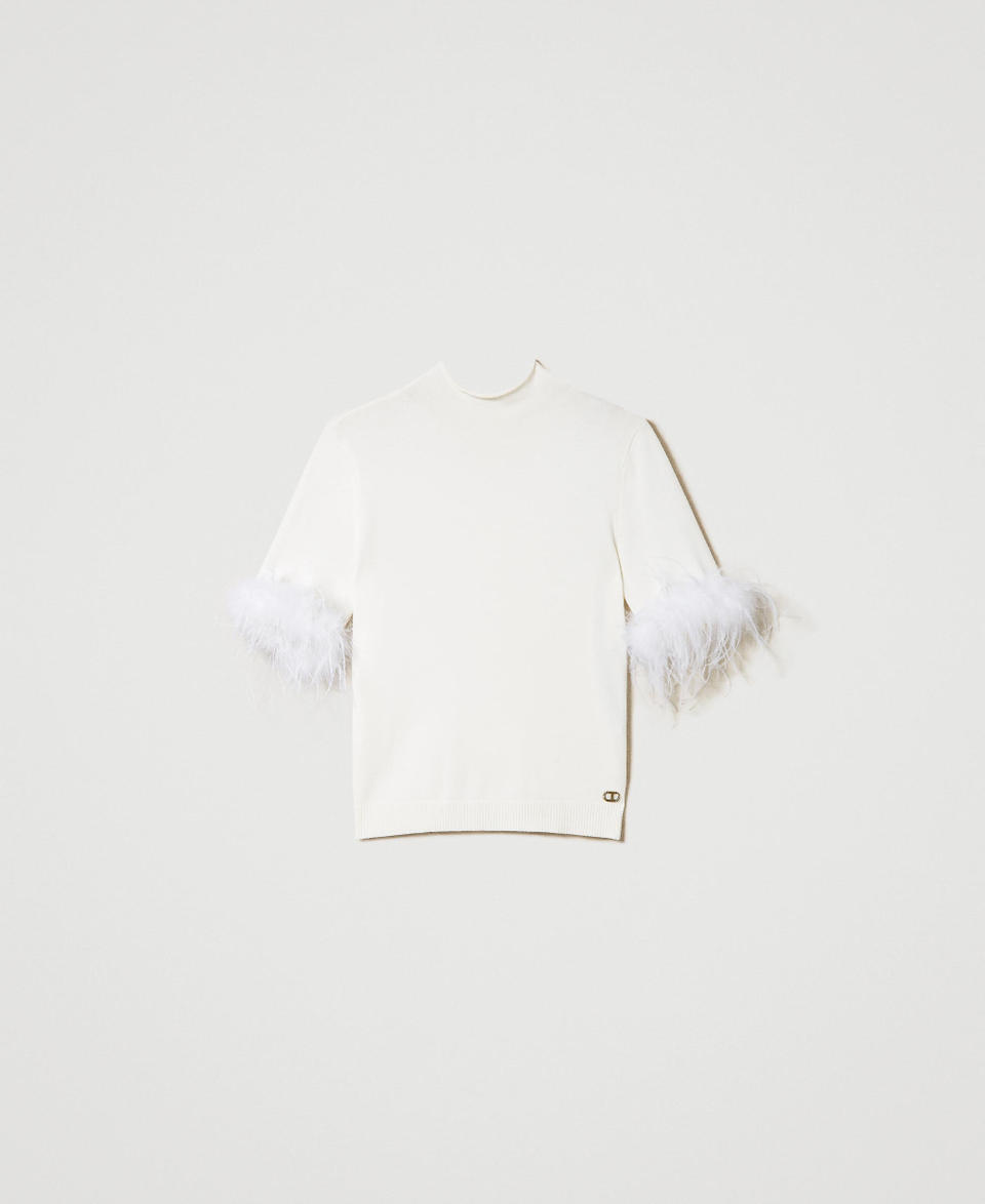 Twin Set Maglia lupetto con piume Offerte