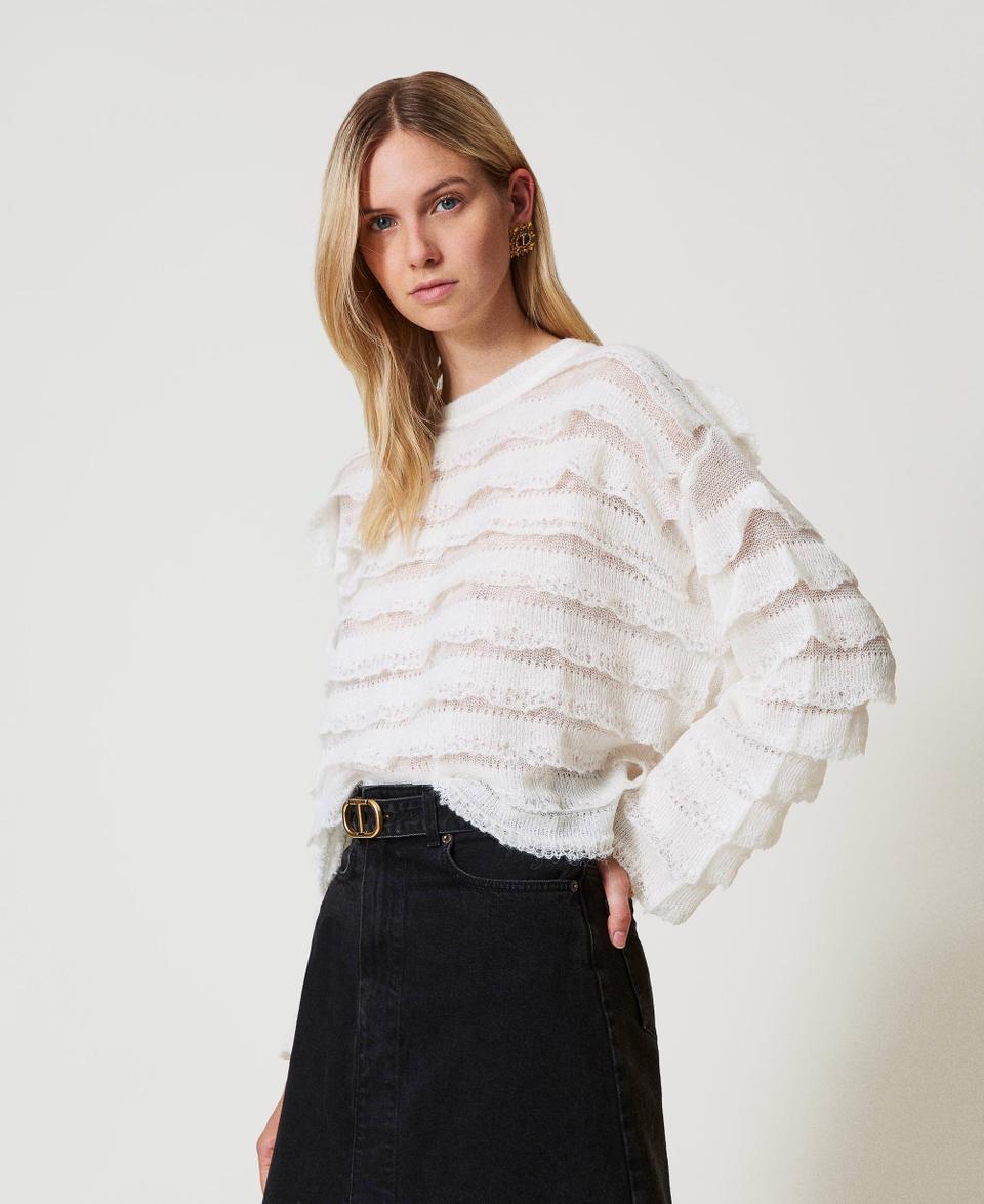 Twin Set Maglia boxy con balze effetto pizzo Hotsell