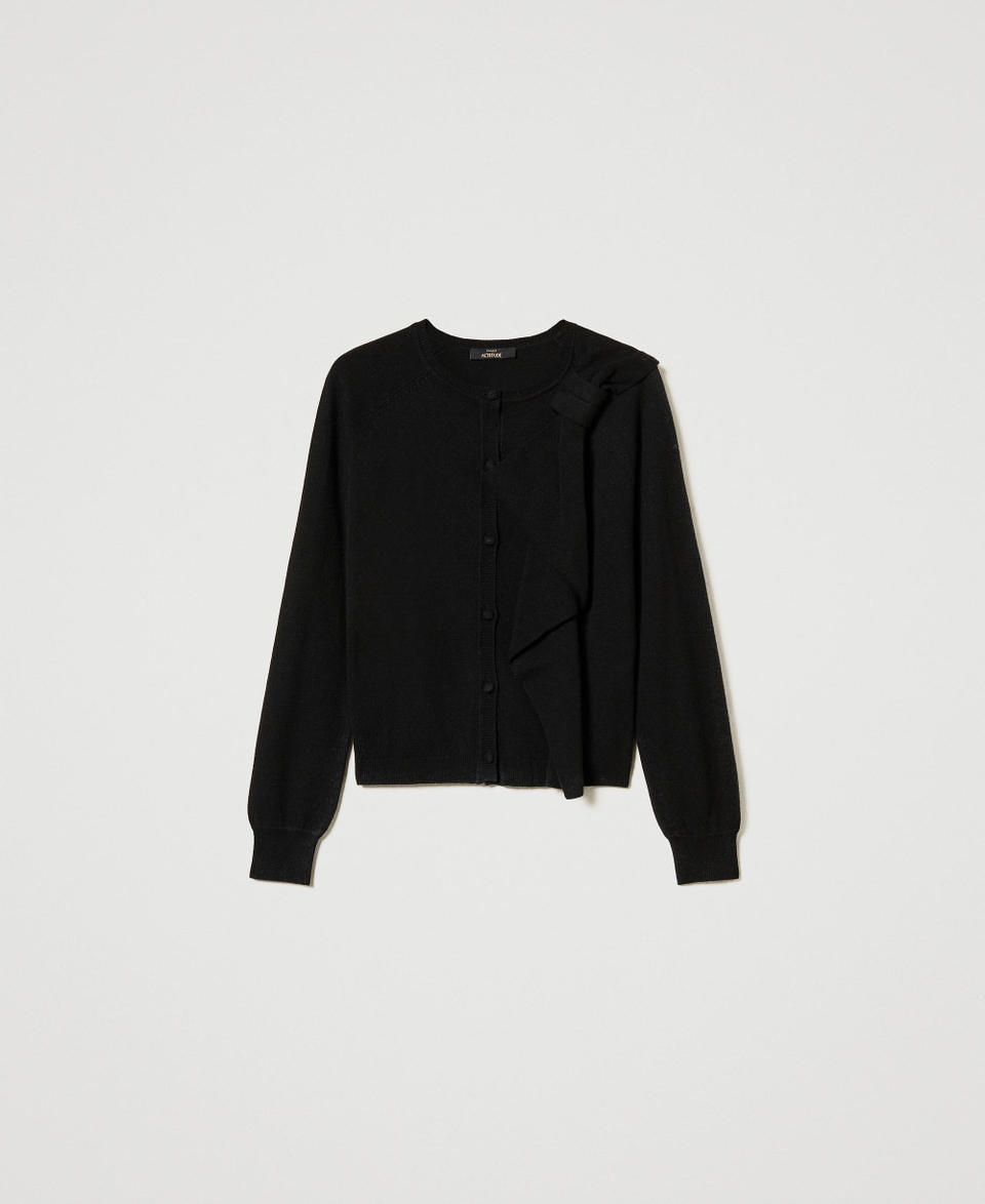 Twin Set Cardigan in misto lana con maxi fiocco Vendite Flash