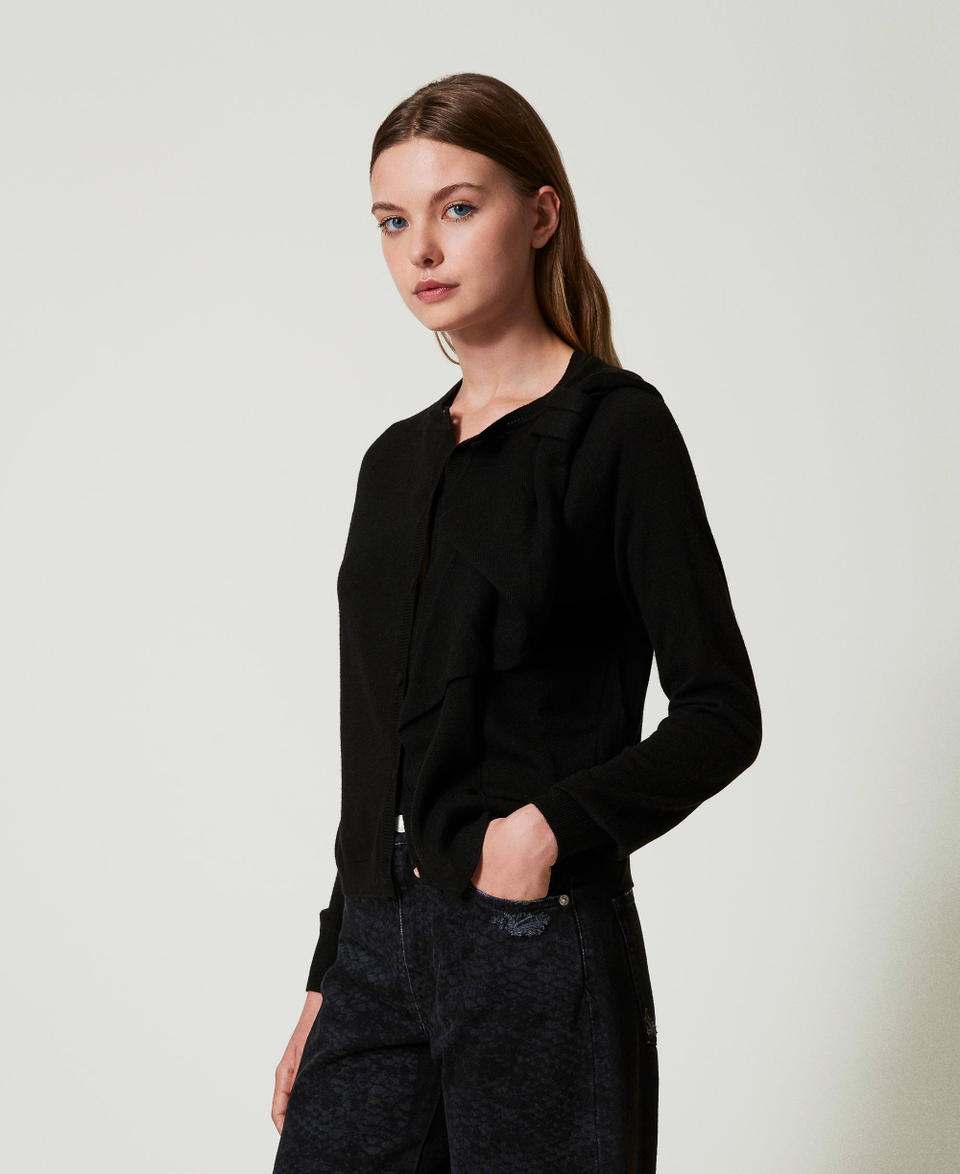 Twin Set Cardigan in misto lana con maxi fiocco Vendite Flash