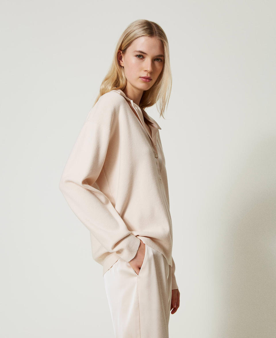 Twin Set Maglia con colletto in raso Nuova
