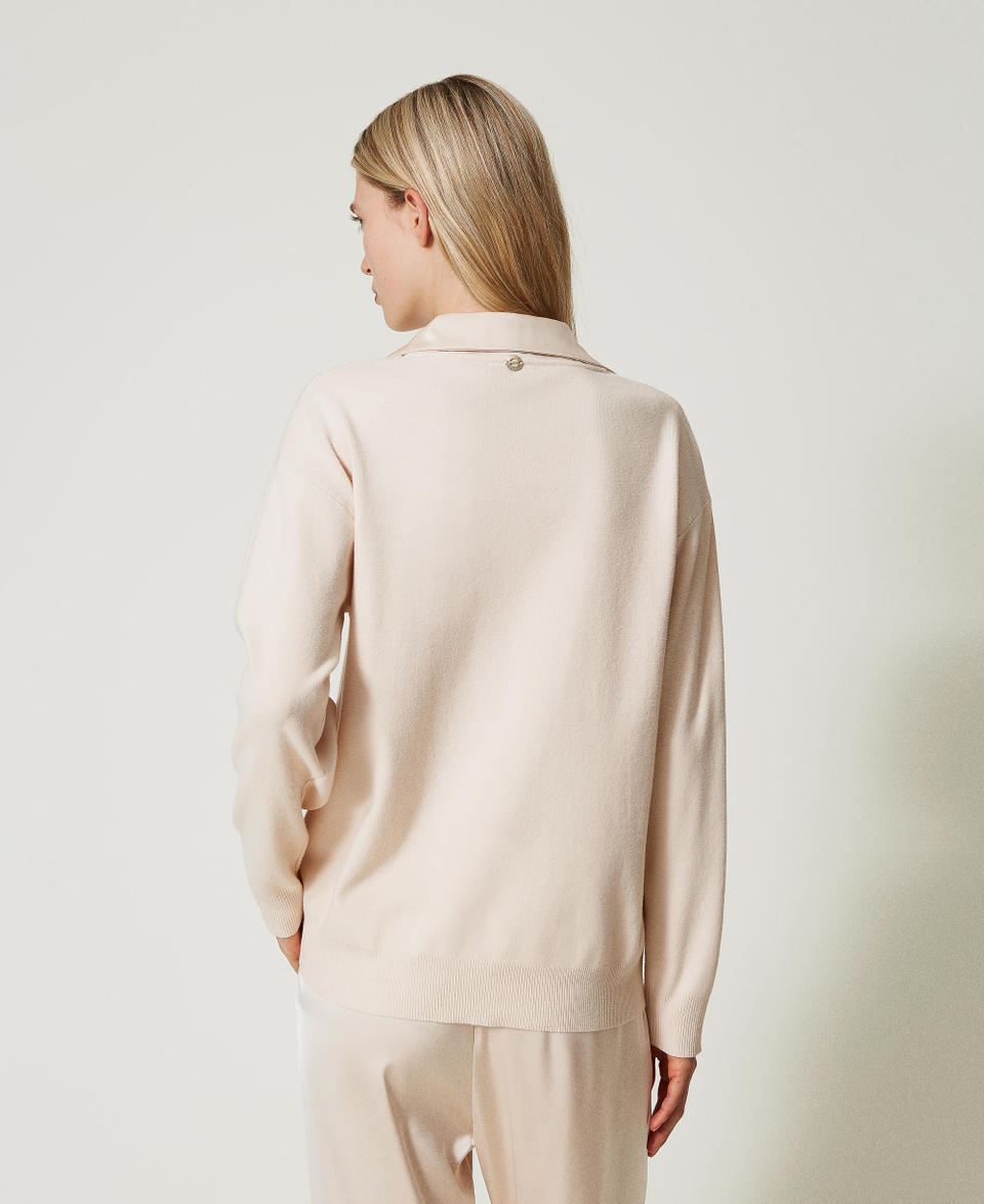 Twin Set Maglia con colletto in raso Nuova
