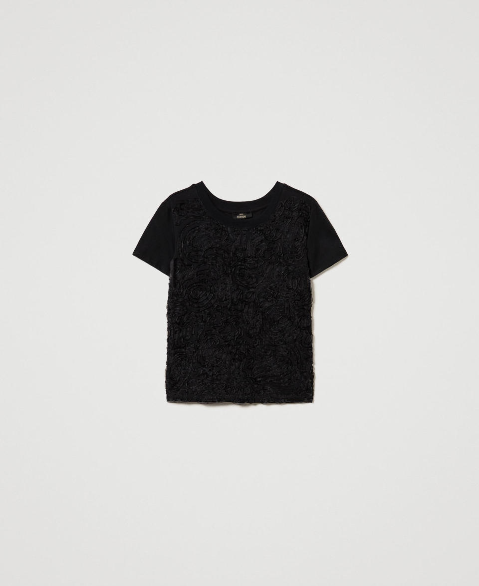 Twin Set T-shirt con ricami in organza Qualità