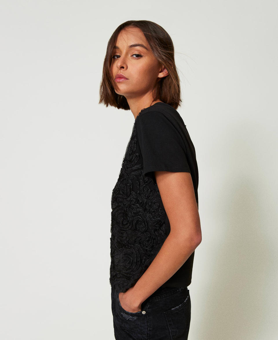 Twin Set T-shirt con ricami in organza Qualità